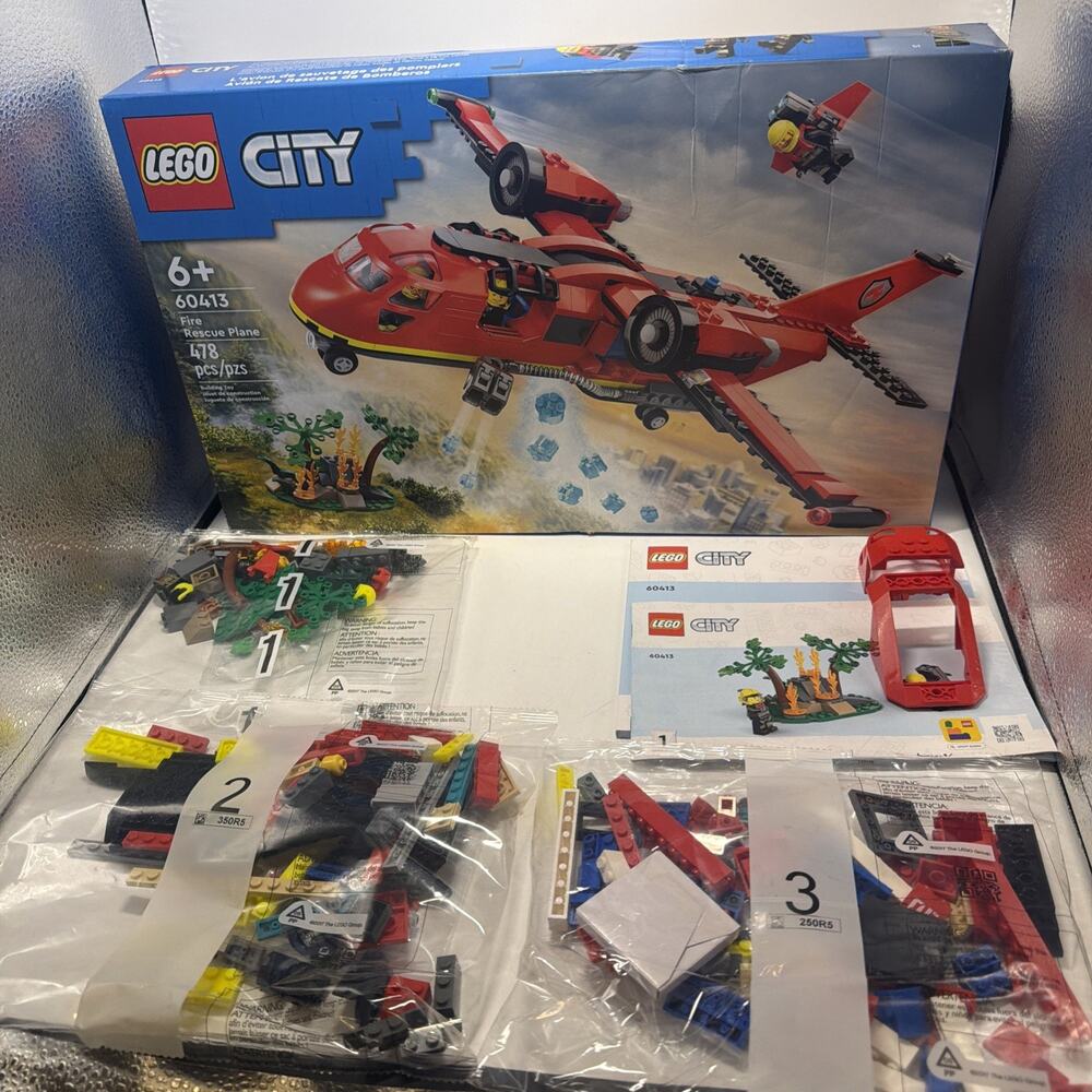 New LEGO City Fire 60413 Fire Rescue Plane - Open Box Complete